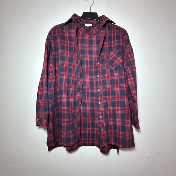Superdown Red & Navy Plaid Flannel Shirt – Size XS - Picture 3 of 11